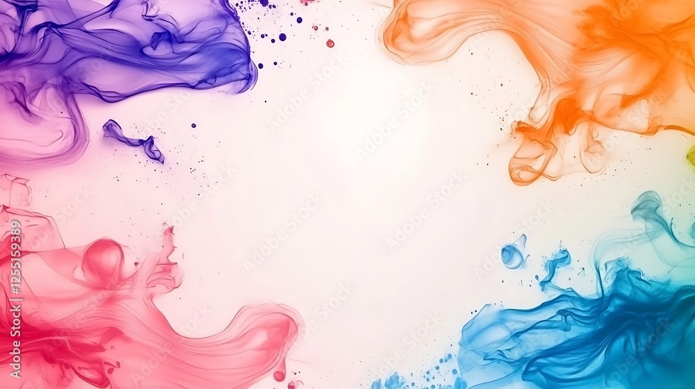Poster abstract colorful ink blots on white background. possible use stock photo for artistic designs, mode
