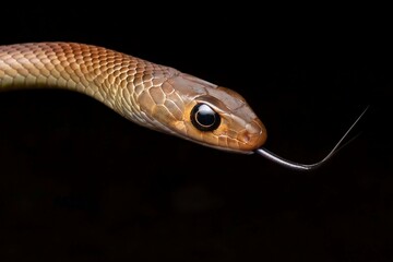 Fototapeta premium Close-Up of a Snake's Head with Forked Tongue