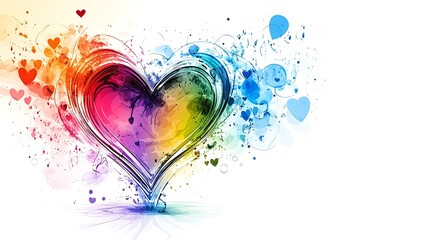 Abstract Rainbow Heart Design, Background, Love, Art