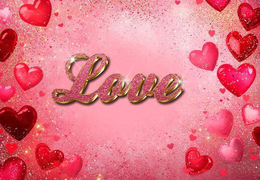 Glitter Love Text Effect with AI Background