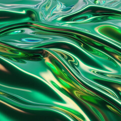 abstract chrome green background with waves