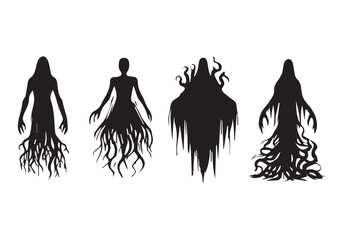 Horror ghost vector Scary character Ghost silhouette