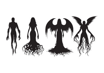 Horror ghost vector Scary character Ghost silhouette