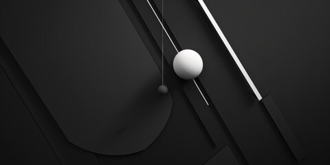 A geometric minimalist artwork with a sleek black backdrop, Geometric forms and minimalist geometry, Geometric minimalist style