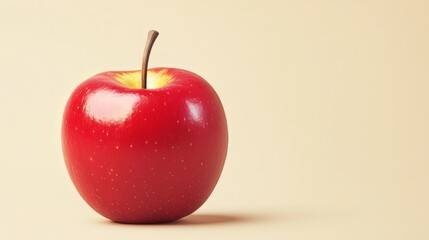 Red apple on beige background, food photography, healthy eating
