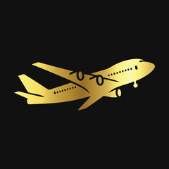 Jet Silhouette in Gold for Premium Travel Concepts
