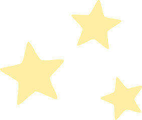Three simple, hand drawn, pastel yellow stars are shining brightly against a clean white background, creating a cheerful and minimalist design