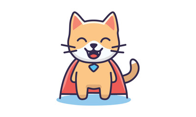 A cute cat with tiny fangs, wearing a cape.