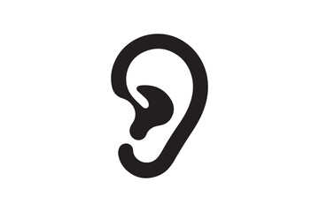 Fototapeta premium ear icon vector silhouette isolated in white background