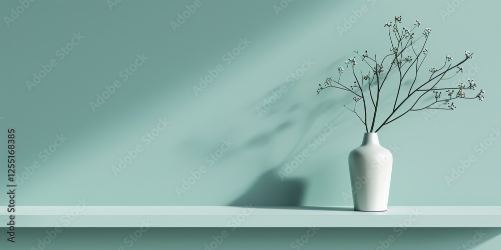 Poster a minimalist aesthetic featuring a light emerald backdrop, minimalist design elements arranged symme