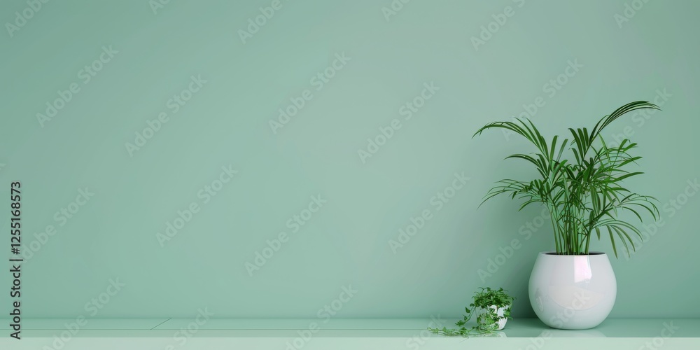 Poster a minimalist aesthetic featuring a light emerald green backdrop, minimalist design elements arranged