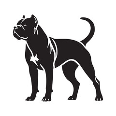 Dogo Argentino silhouette highlighting the breed’s strength and agility - Dogo Argentino illustration - minimal Dogo Argentino vector - dog silhouette

