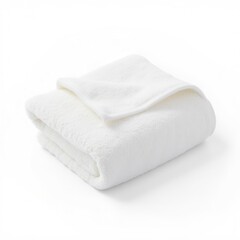 A neatly folded white towel, soft and plush, ideal for personal care or home use.