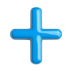 Obraz premium 3D icon of blue plus sign symbol isolated on transparent white background