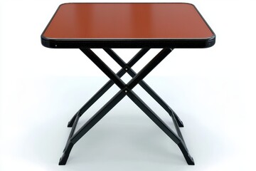 Rust-Colored Foldable Camping Table with Black Metal Frame