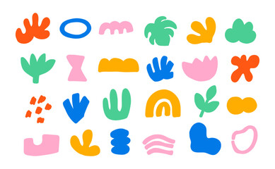 Adstract shapes collection.Simple freeform, asymmetric blob.Hand drawn trendy basic figures.