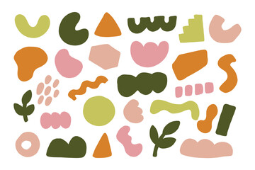 Adstract shapes collection.Simple freeform, asymmetric blob.Hand drawn trendy basic figures.