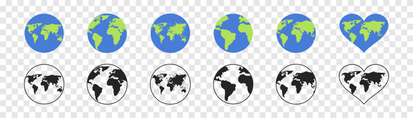 Globe earth vector icons set.