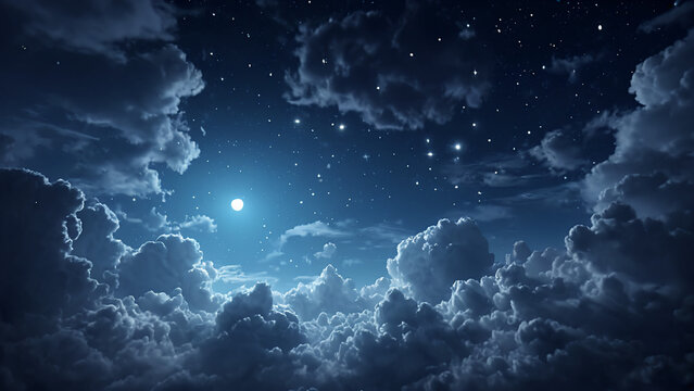 night sky with stars and moon