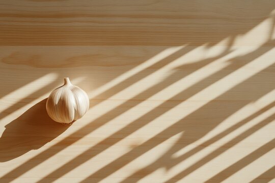 Elegant simplicity shines in this natural light garlic portrait, embodying culinary freshness and the beauty of organic ingredients.