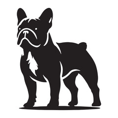 Modern and dynamic French Bulldog silhouette capturing its sturdy form - French Bulldog illustration - minimal French Bulldog vector - dog silhouette
