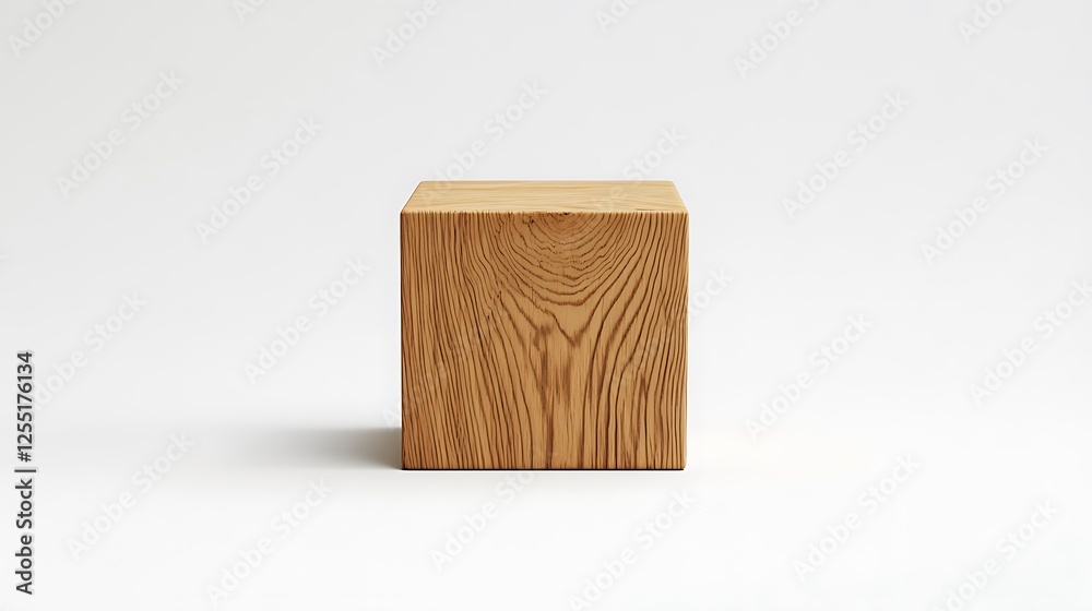 Poster simple wooden cube display on white background