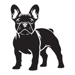 French Bulldog silhouette emphasizing its muscular and charming look - French Bulldog illustration - minimal French Bulldog vector - dog silhouette
