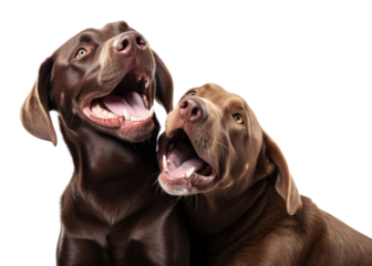 PNG Brown labrador dog licking anothers animal mammal pet.