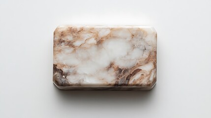Rectangular marble soap dish on white surface