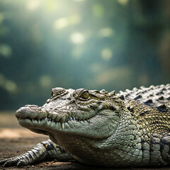 Obraz premium american alligator in the everglades open mouth in the ground