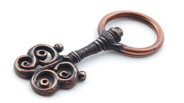 Antique key on white background