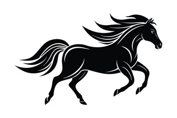 Silhouette illustration of a horse in full gallop vector art illustration.eps