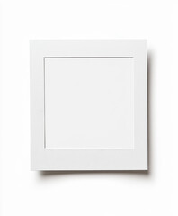 Minimalist white photo frame on a clean white background closeup view