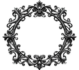 iron Intricate baroque-style decorative frame with elaborate black detailing for design or copy space