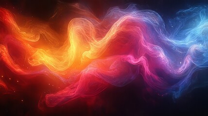 Obraz premium Vibrant abstract waves of color in dynamic motion, blending hues of orange, pink, and blue, perfect for creative projects and modern designs.