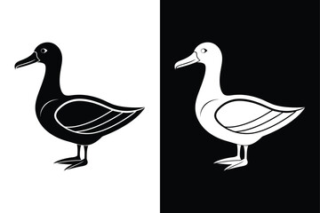 Download Albatross Silhouette Vector Icon – Crisp Black & White.