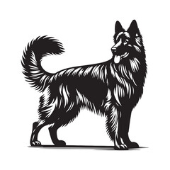 German Shepherd silhouette featuring an alert and poised expression - German Shepherd illustration - minimal German Shepherd vector - dog silhouette
