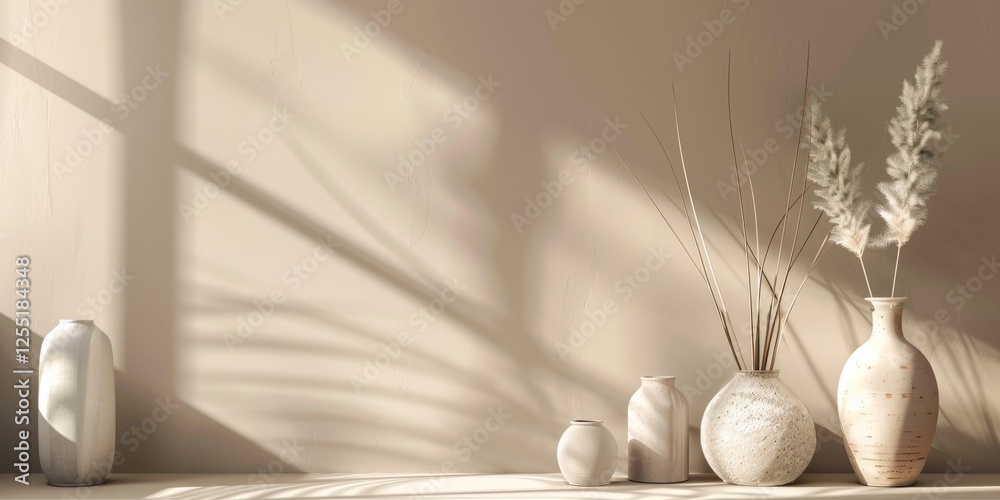 Poster a minimalist aesthetic featuring a light taupe backdrop, minimalist design elements arranged symmetr