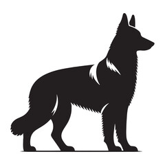 German Shepherd silhouette showcasing a dynamic and confident pose - German Shepherd illustration - minimal German Shepherd vector - dog silhouette
