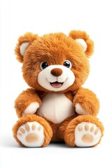 Obraz premium Cuddly action adorable plush bear toy cozy home setting child's playtime cheerful atmosphere close-up perspective