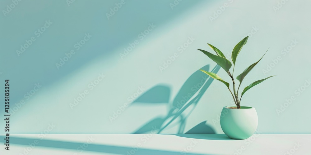 Poster a minimalist aesthetic featuring a light turquoise backdrop, minimalist design elements arranged sym