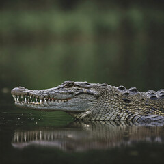 Fototapeta premium american alligator in the everglades open mouth in the ground