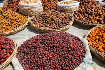 View of dried berries and fruits