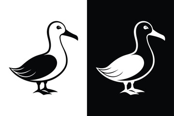 Download Albatross Silhouette Vector Icon – Crisp Black & White.