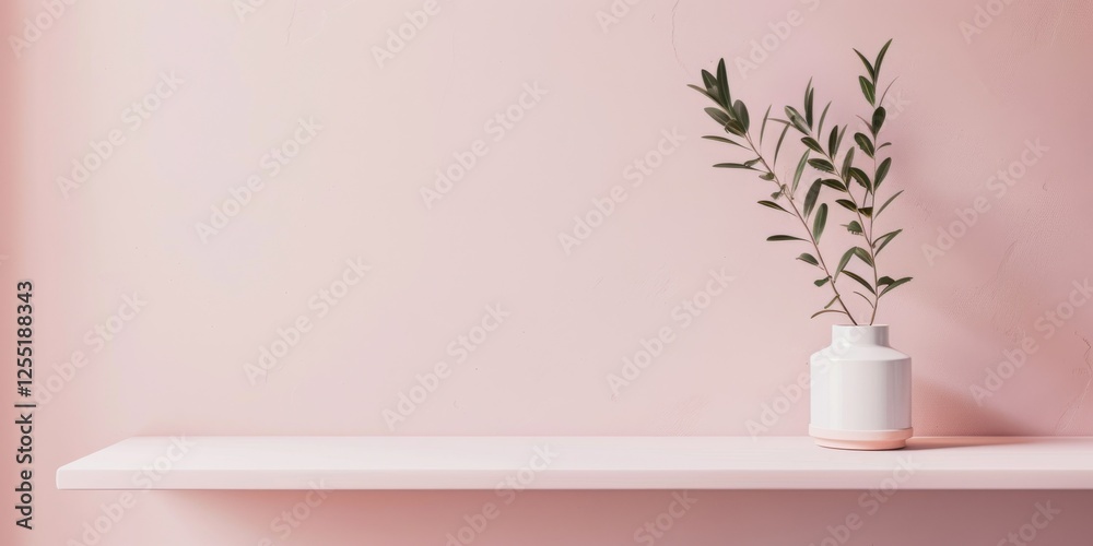 Poster a minimalist aesthetic featuring a soft blush backdrop, minimalist design elements arranged symmetri