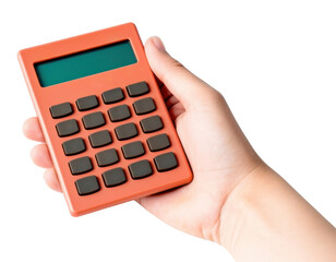 PNG Hand holding calculator white background mathematics electronics.