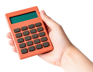 PNG Hand holding calculator white background mathematics electronics.