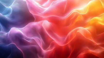 Obraz premium Vibrant abstract waves of colorful fabric flowing gracefully, creating a dynamic and visually striking background for creative projects.