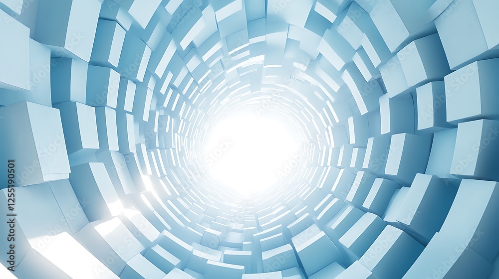 Poster Abstract 3D light tunnel, futuristic architecture, digital space, background use