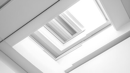 Fototapeta premium Abstract view of interior spiral staircase, modern architecture, light and shadows